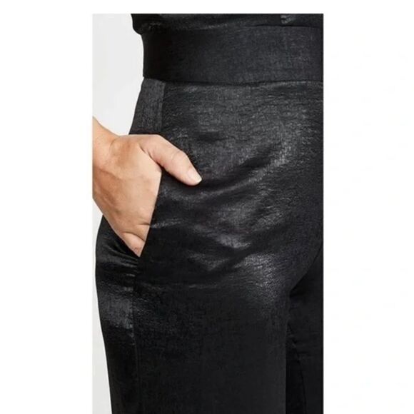 REVOLVE Misa Xandra Black Hammered Satin Wide Leg Halter Jumpsuit | Size L - Picture 3 of 8